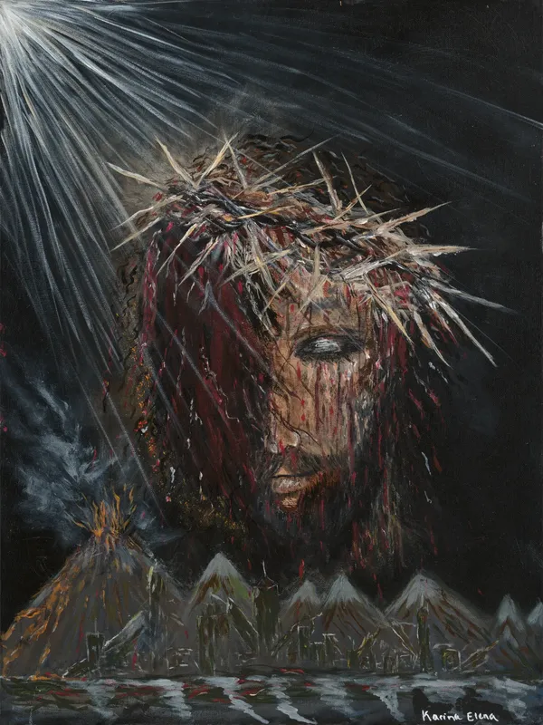 Man of Sorrows — It Is Finished, 2026 — Acrylic on canvas