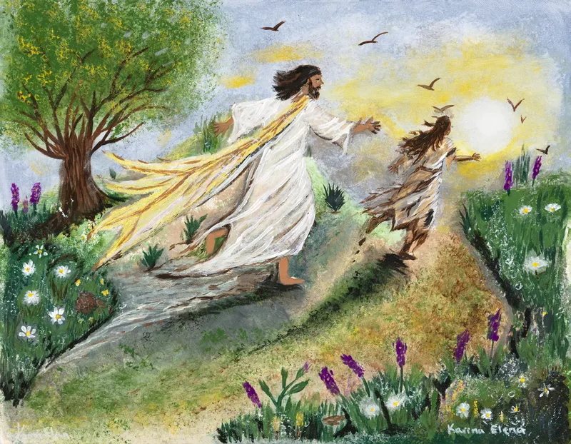 Running After That One, 2026 — Acrylic and gold leaf on canvas